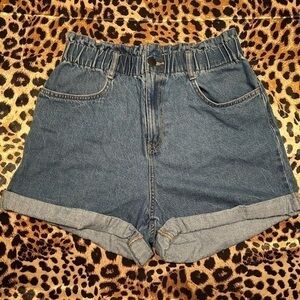 H&M High Waisted Denim Paperbag Shorts